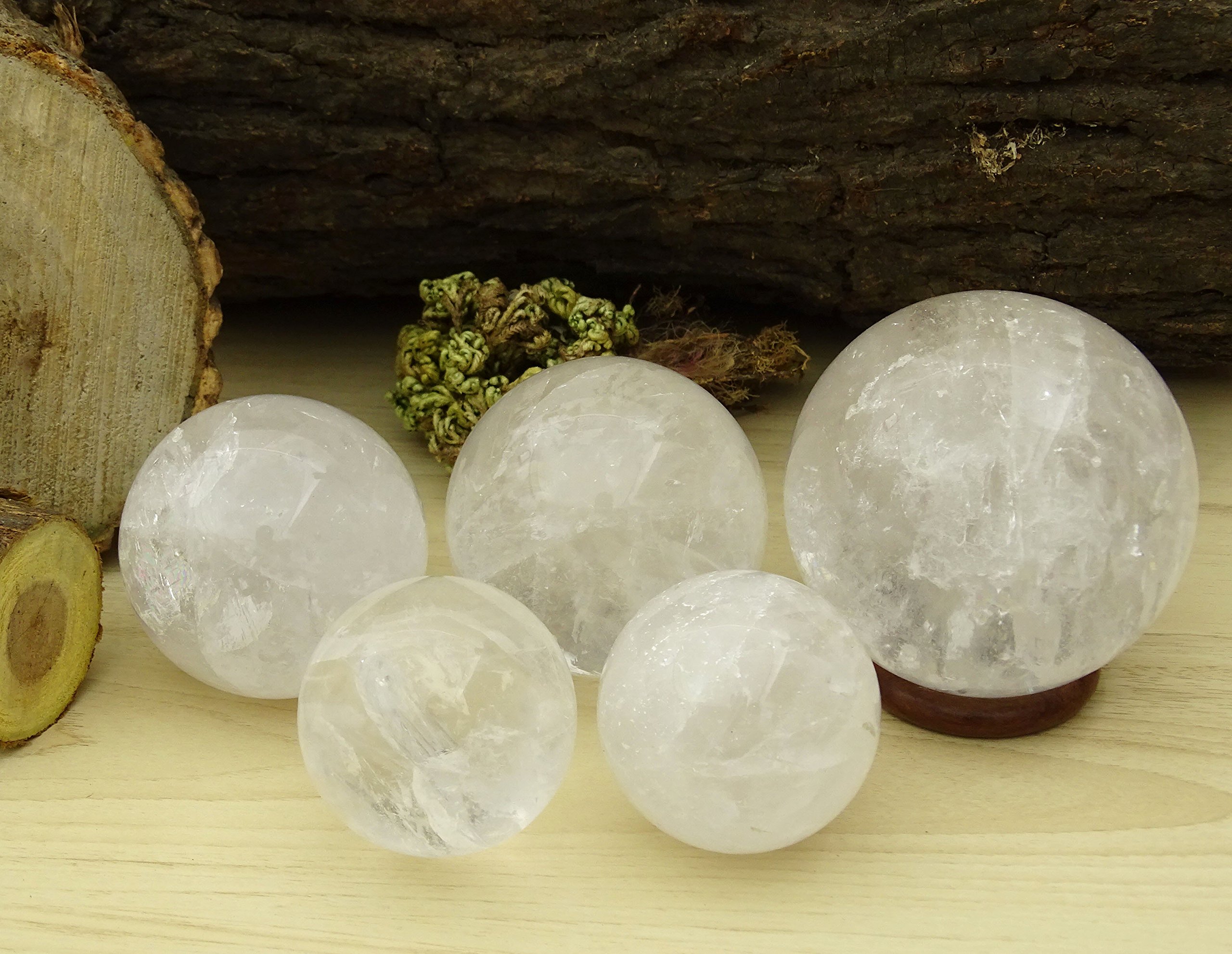 Reikiera Crystal Stone Ball Natural Gemstone Sphere Reiki Crystal Healing With Ring Stand- Choose Size