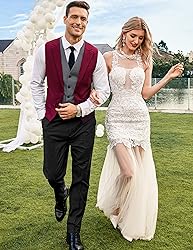 COOFANDY Men's Layered Suit Vest Business Dress