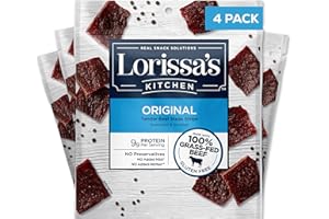 Lorissa's Kitchen Grass-Fed Premium Steak Strips, Original, 2.25 Ounce, 4 Count - 100% Grass-Fed Beef Snacks, No Added Nitrites - Keto Friendly Snacks, Gluten Free (Packaging May Vary)
