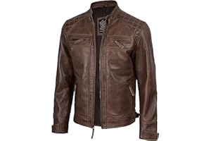 Decrum Leather Jacket Men - Cafe Racer Style Real Lambskin Leather Jackets For Men