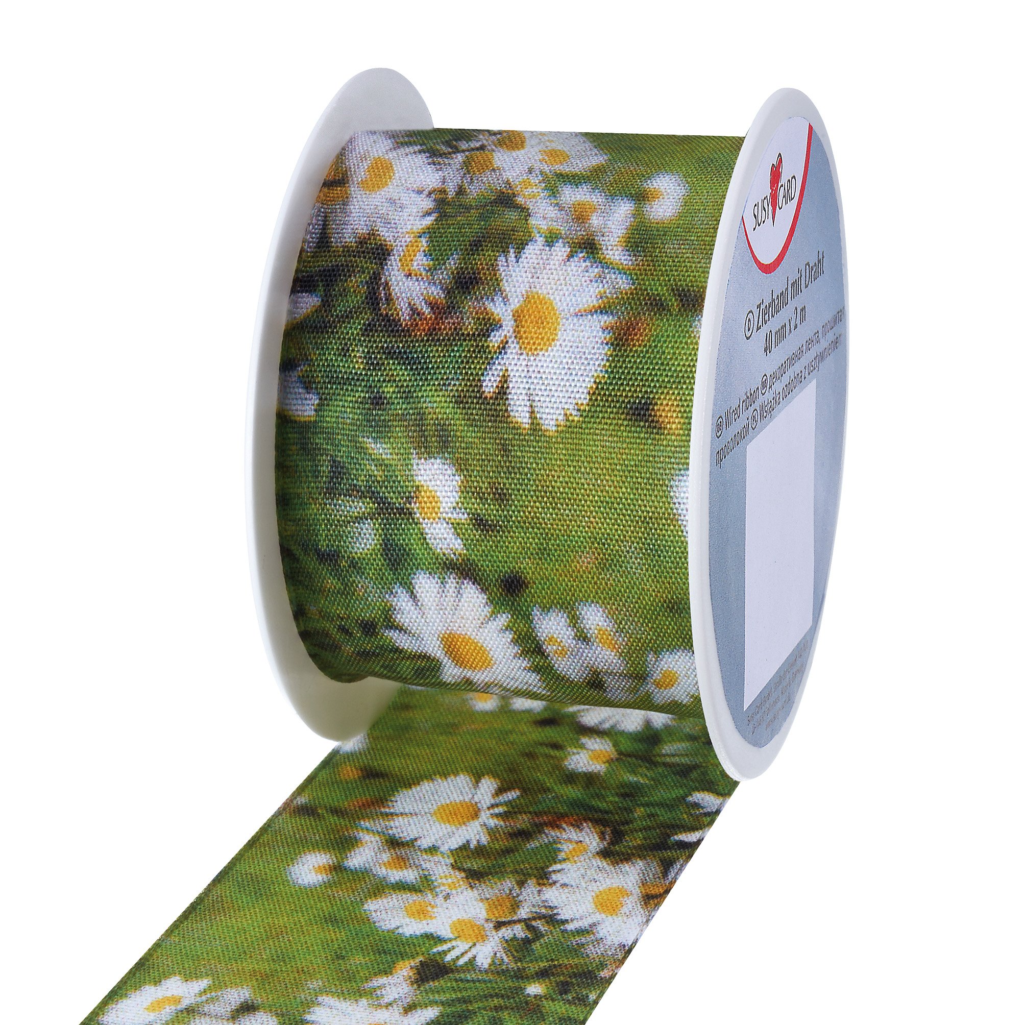 Susy Card Fabric Ribbon 40 x 2 Daisy with Wire 1 Piece Standard