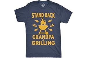 CRAZY DOG T-SHIRTS Mens Stand Back Grandpa is Grilling T Shirt Funny Fathers Day BBQ Tee for Guys