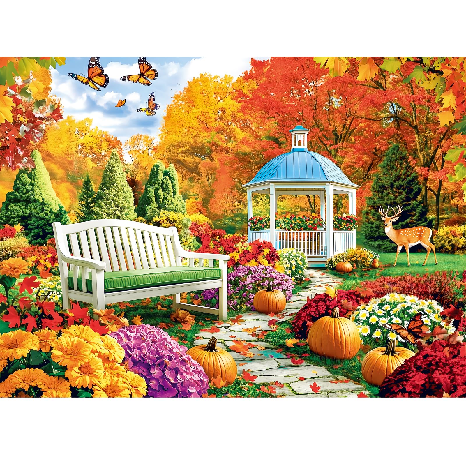300 Pieces Puzzles for Adults,Enchanting Autumn Garden & Pumpkin Puzzle for Adult,300 Pieces Puzzles for Seniors Large Piece,Puzzle for Kids Ages 8-10,Challenging Family Game, 20.5 x 15 in