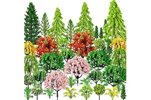 QUOZUO 38PCS Mini Model Miniature Trees, Mixed Model Colourful Trees Building Train Scenery Architecture Fake Trees for DIY Crafts, Building Model, Scenery Landscape