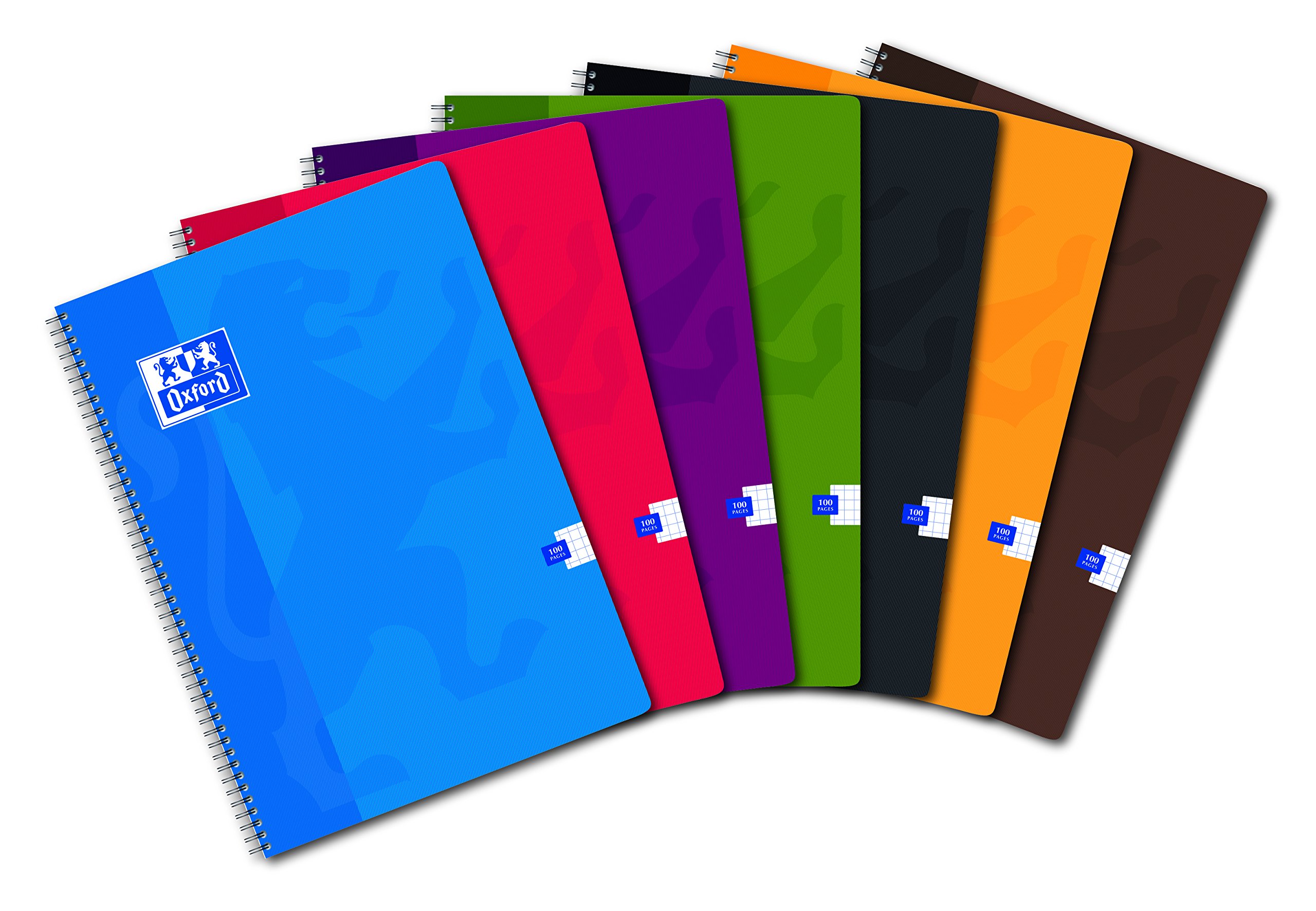 Classic Oxford Office-Set of 10 Spiral-Bound Notebooks with Tiles Small 21 x 29.7 CM 100 Pages verschi