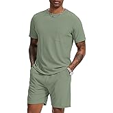 H Hellisal Mens Short Sets 2 Piece Outfits Fashion Summer Tracksuits Casual Set Short Sleeve and Shorts Set for Men