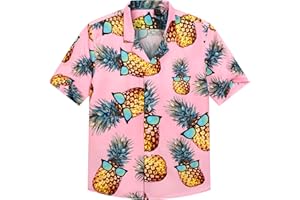 siliteelon Boys Hawaiian Shirts Short Sleeve Cotton Summer Beach Button Down Casual Aloha Luau Shirts for Kids