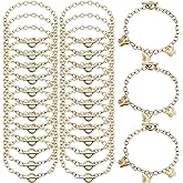 Hicarer 24 Pieces Bracelet Chains Bulk with Ot Toggle Clasp Alloy Link Chains DIY Jewelry Making Bracelets for Women DIY Jewelry Valentine's Crafts Supplies(Gold)