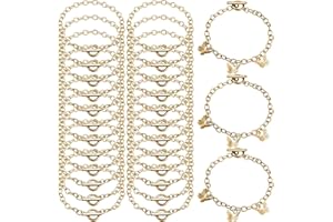 Hicarer 24 Pieces Bracelet Chains Bulk with OT Toggle Clasp Alloy Link Chains DIY Jewelry Making Bracelets for Women DIY Jewelry Crafts Supplies(Gold)