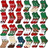 Liitrsh 24 Pairs Christmas Fuzzy Winter Socks for Women Soft Warm Fluffy Christmas Socks(Cute Style)