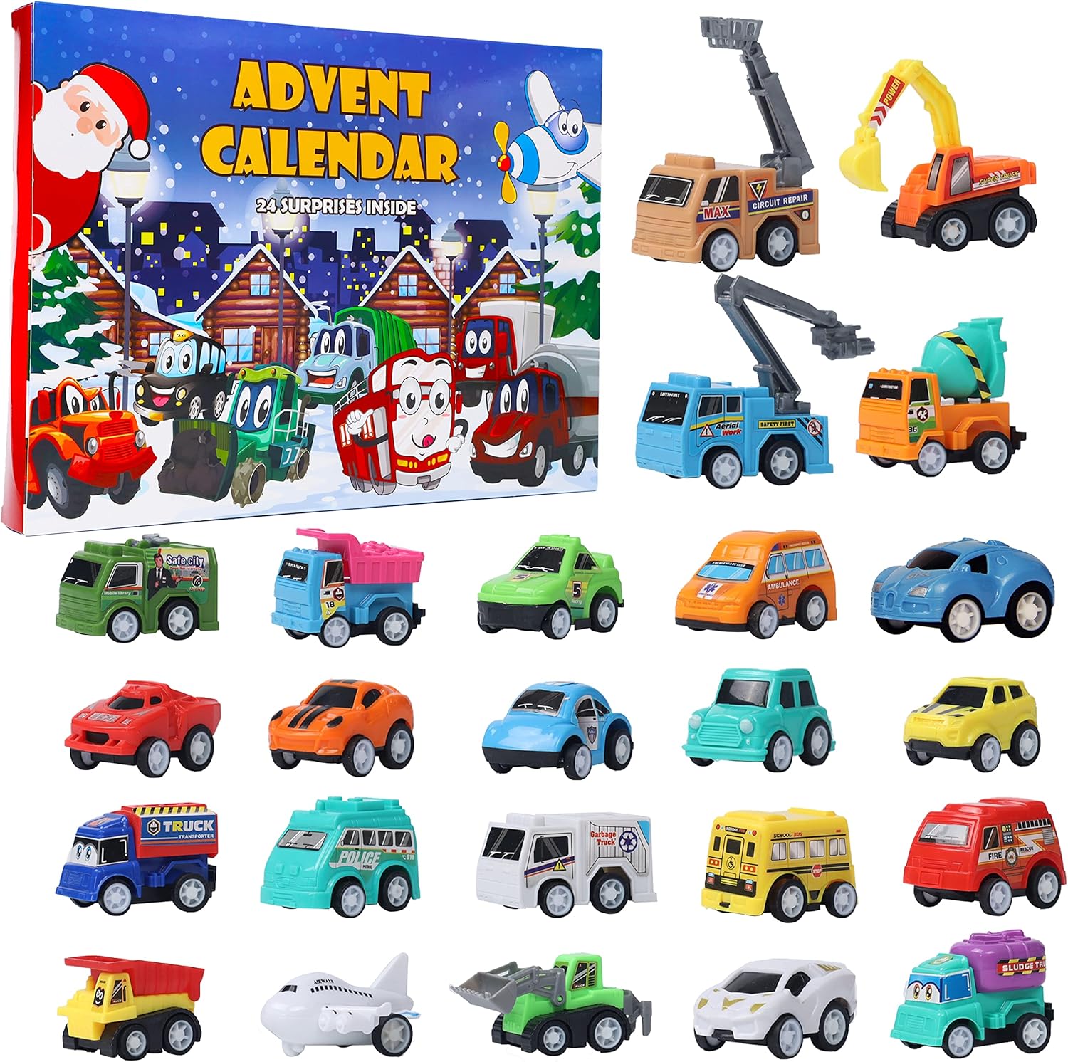 Advent Calendars - ATDAWN Christmas Advent Calendar 2023 with 24 Different Vehicles, Car Advent Calendar for Kids, Car Stocking Stuffer Toys, Countdown to Christmas for Kids Toddlers Teen Boys and Girls