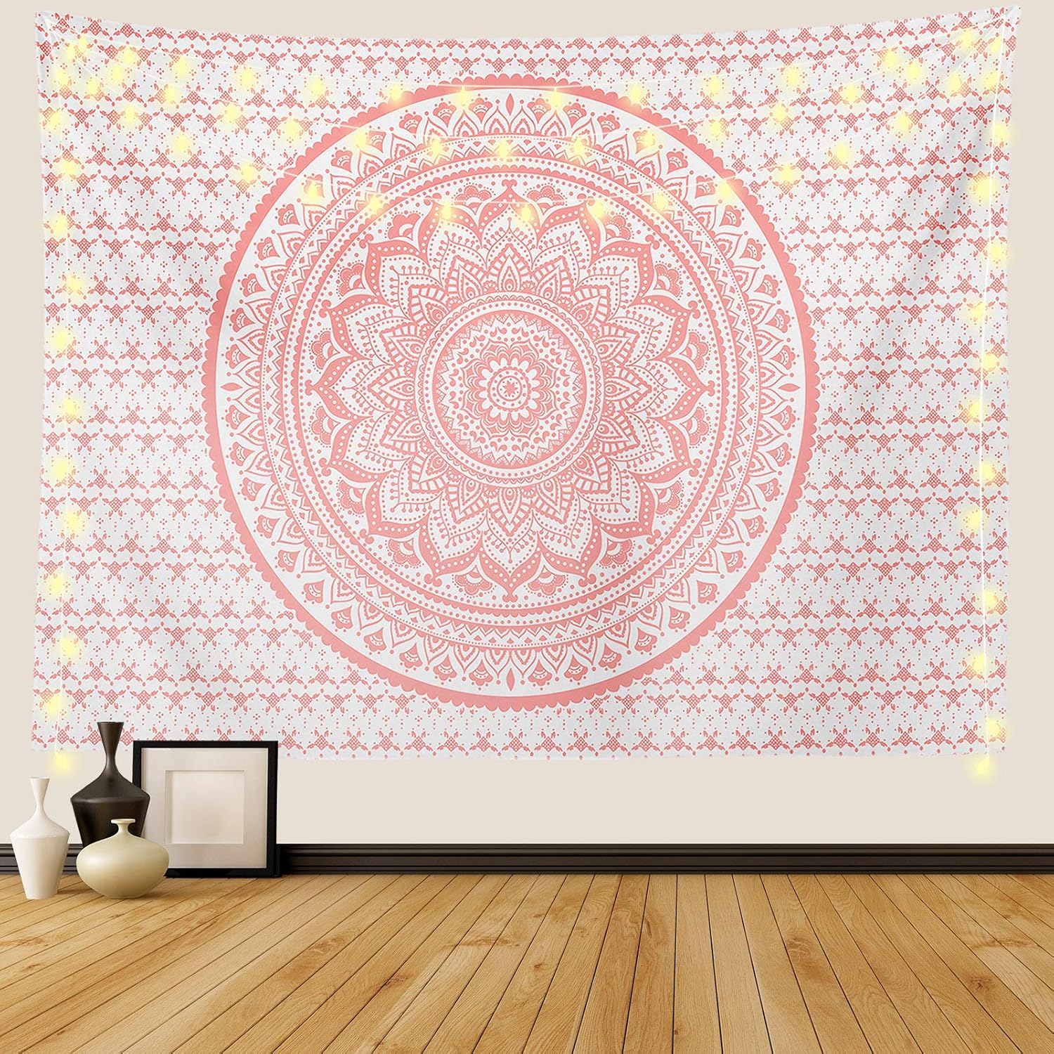 Tapestries - Ftuency Pink Mandala Tapestry, Indian Hippie Bohemian Psychedelic Tapestries Women Wall Hanging for Bedroom Teen Girl(Pink, 51.2