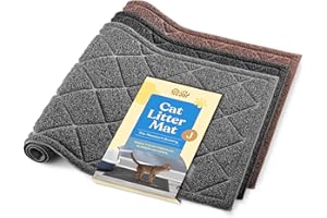 PITPET Durable Thick Cat Litter Mat - Modern Cat Mat With Non-Slip Bottom Stays In Place - Super Soft On Kitty Paws - Easy To Clean Litter Box Mat - Waterproof Cat Litter Trapping Mat Protect Floors.
