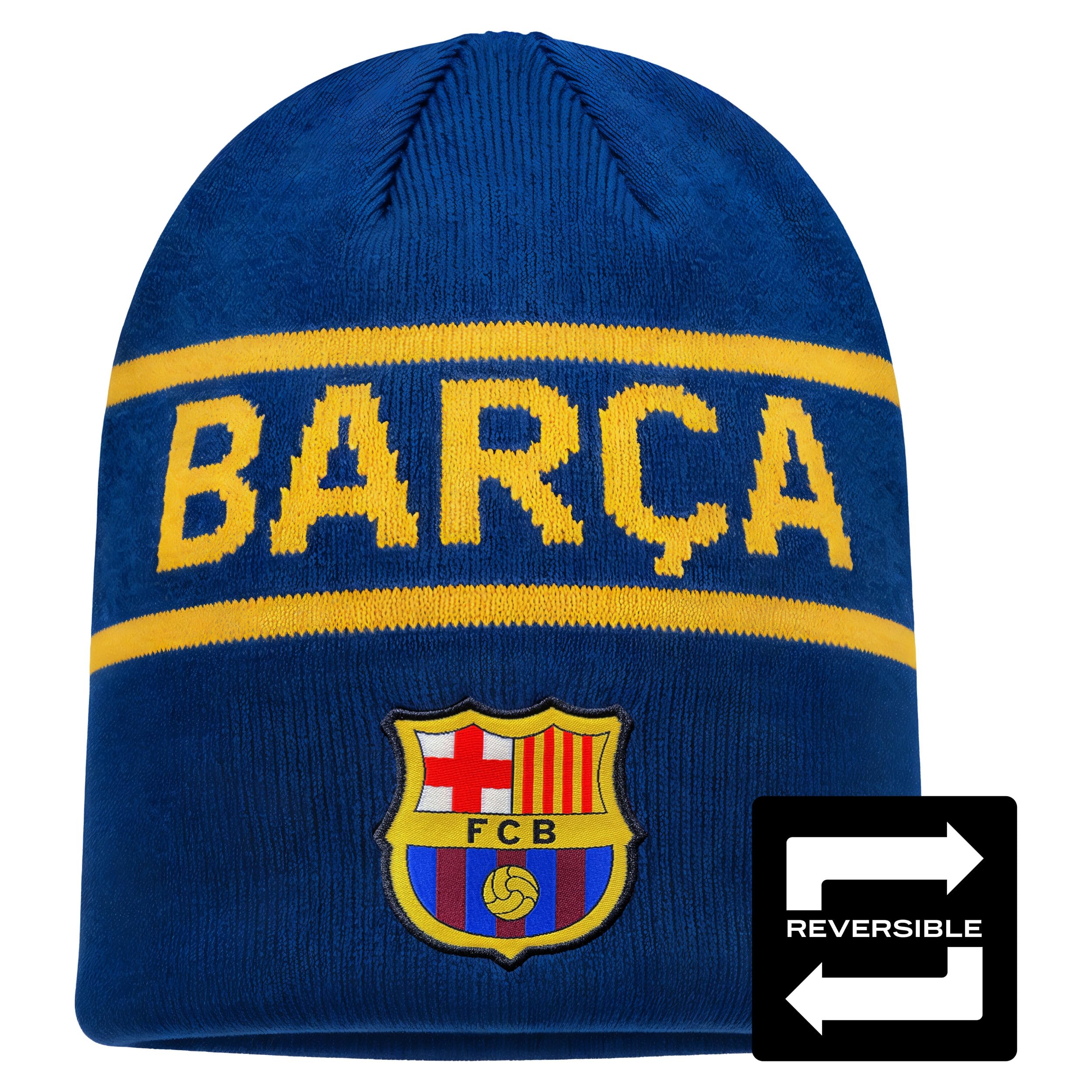 Icon Sports Mens Reversible Team Beanie UEFA Champions League Soccer Barcelona, Team Color, OSFM