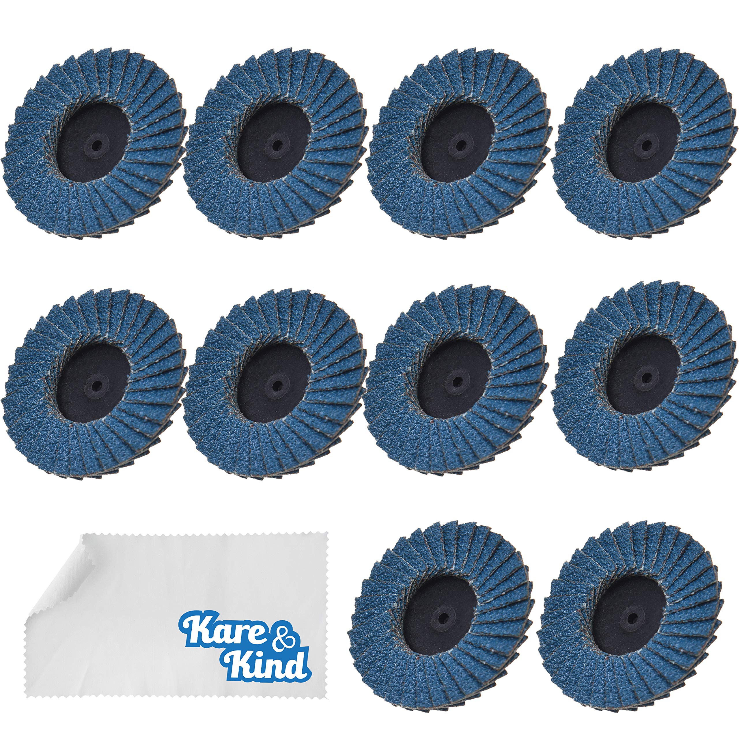 Kare & Kind 10x Quick Change Flap Discs - 80 Grit with 2-Inch Angle - High Strength Zirconia and Aluminum Oxide Material - Use for Sanding, Grinding, Blending and Finishing