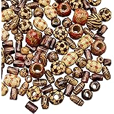 Fun-Weevz 500 PCS Wooden Beads for Jewelry Making Adults, Painted Assorted African, Macrame Supplies, Craft Wood for Bracelets & Necklace, Large & Small Round Barrel Tubular