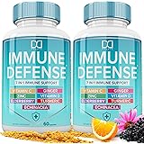 7 in 1 Immune Support Zinc Supplements 50mg Elderberry with Zink and Vitamin C, Vit D3 5000 IU, Echinacea, Turmeric Curcumin 