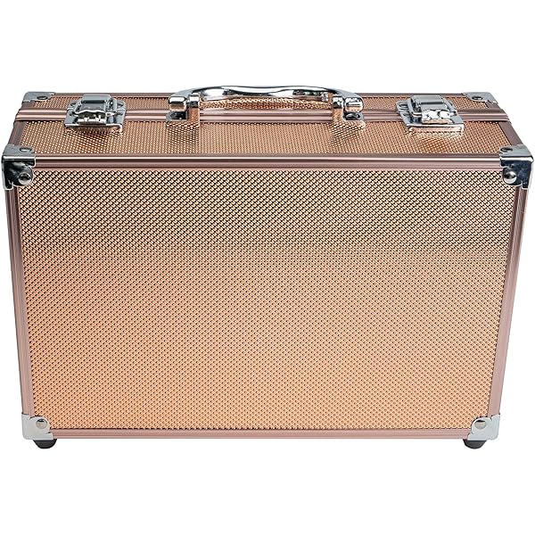 SHANY CARRY ALL MAKE UP TRAIN CASE WITH PRO MAKEUP SET, BEAUTY BRUSHES, LIPSTICKS, EYE SHADOWS, BLUSHES, POWDERS, AND MORE – REUSABLE COSMETICS STORAGE ORGANIZER – PREMIUM GIFT PACKAGING – ROSE GOLD