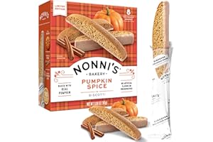 Nonni's Pumpkin Spice Biscotti - Pumpkin Cookies - Pumpkin Biscotti w/Blend of Spices & Dipped in Cinnamon Icing - Individually Wrapped Pumpkin Spice Cookies - Kosher Coffee Cookies - 6.88 oz