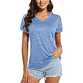 MAGCOMSEN Women's V Neck Workout Shirts Short Sleeve Moisture Wicking Yoga T-Shirts Quick Dry Athletic Tops