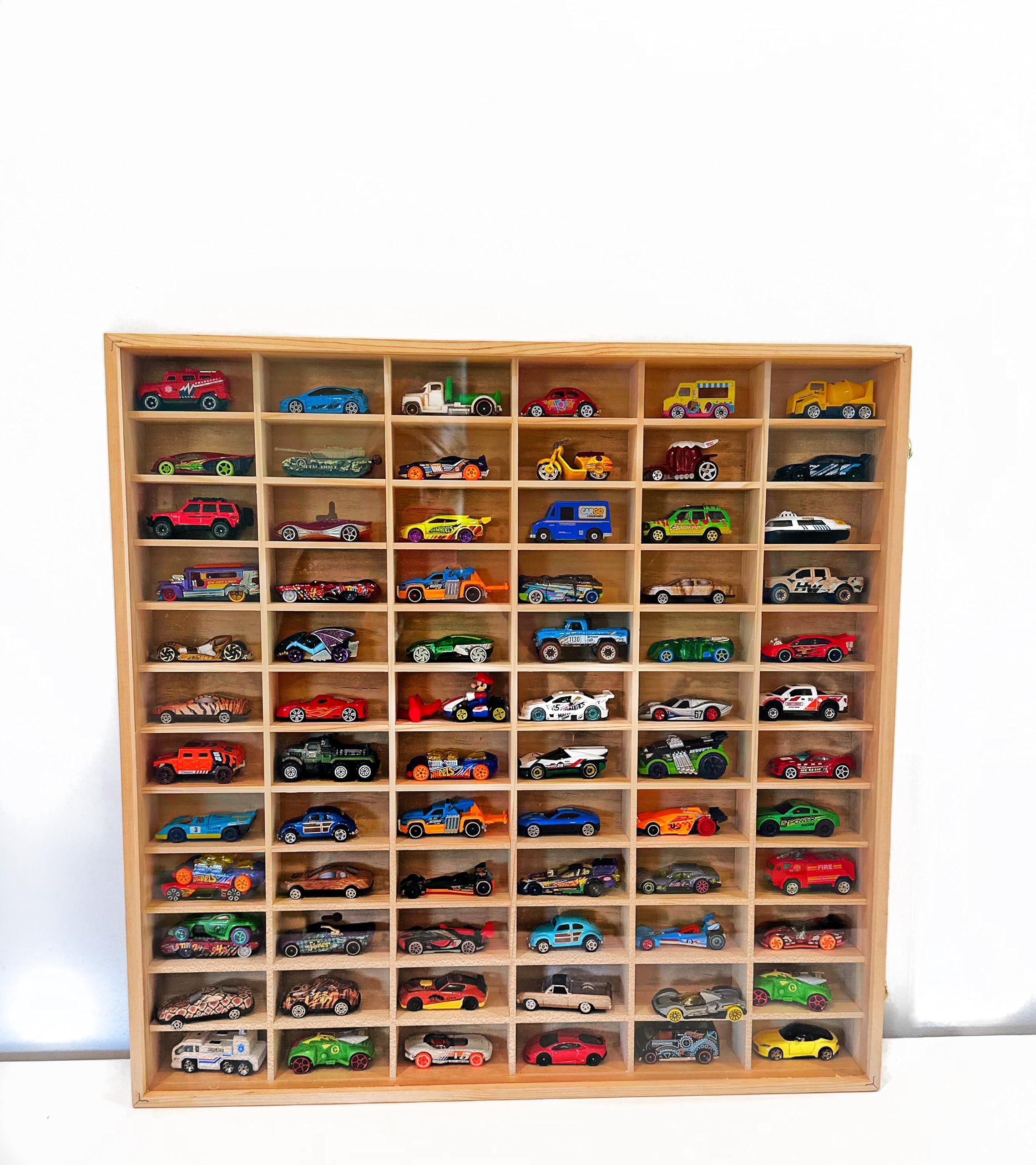 Photo 1 of **MINOR DAMAGE (HAS LOOSE FLAME PIECE)*** MakennaDoesWhatever Wood Toy Car Storage Display Organizer