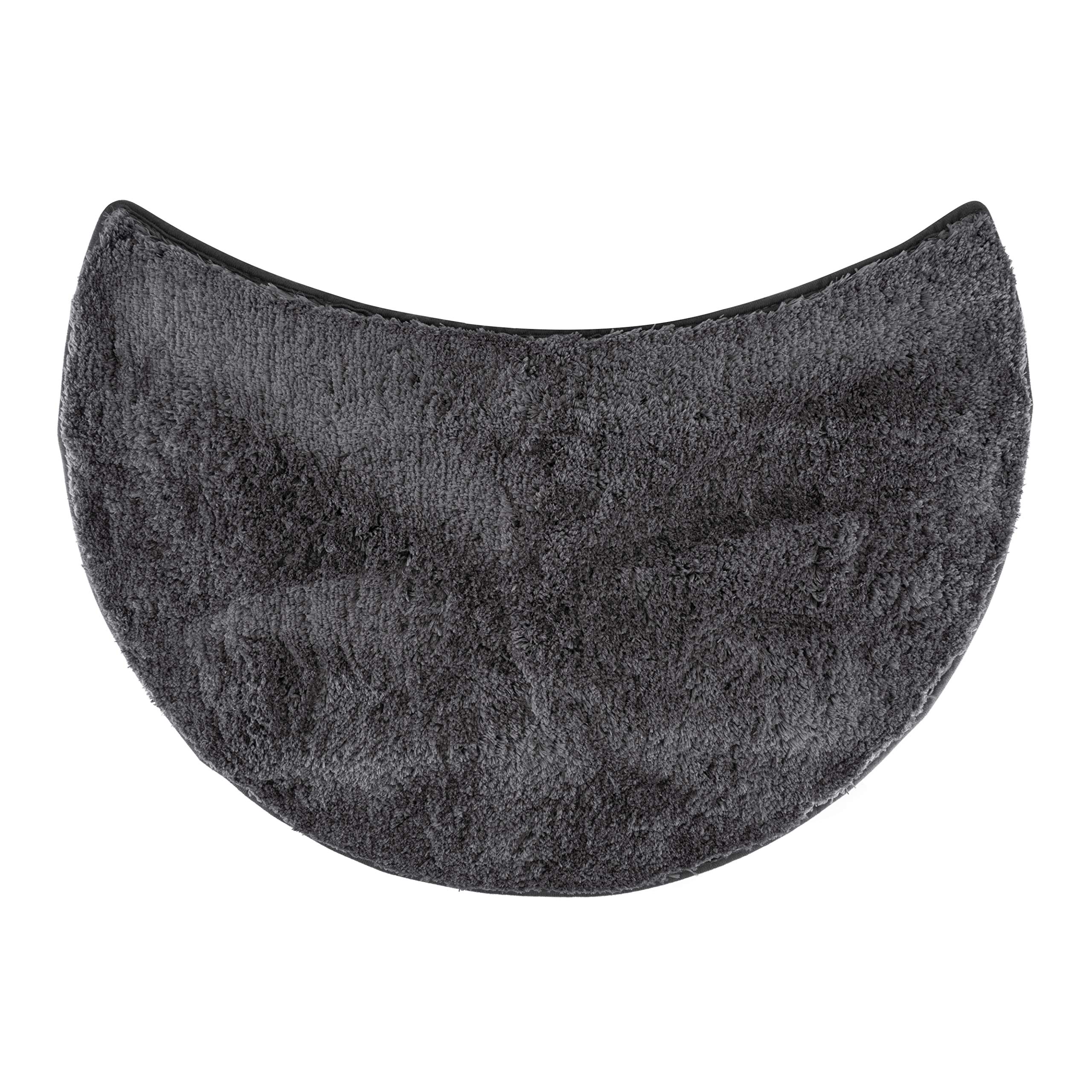 fluffy® Bath Mat for round Showers, made of Microfibre, with Non-Slip Bottom (Crescent | Shower Radius 55 cm, Anthracite)