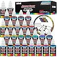 U.S. Art Supply 24 Color Acrylic Airbrush, Leather & Shoe Paint Set Opaque Colors plus Reducer, Cleaner & Color Mixing Wheel