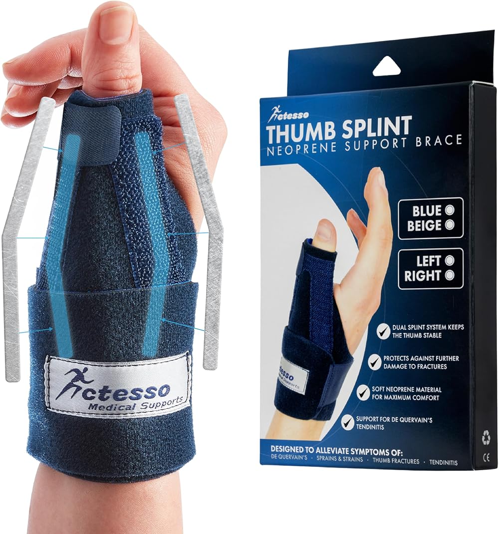 Actesso Neoprene Thumb Splint Brace Right Hand Blue One Size