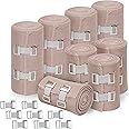 D&H Medical Elastic Bandage Wrap – 8 Pack Premium Compression Bandage Rolls + 8 Extra Clips | 4 Rolls of Each Size (4 Inch x 5 Feet & 3 Inch x 5 Feet), Elastic Bandage for Wrist, Calf, Ankle & Foot