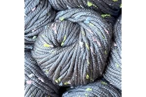 KnitPal Tweed Twinkles Soft Acrylic Baby Blanket Yarn with Flecks, 8 skeins, 696 yards/400 Grams, Light Worsted #3 (Koala Grey)