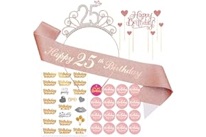 Rose Gold Birthday Sash Crowns Tiara for Women - Birthday Pin Button Birthday Gifts for Girl Birthday Party Supplies