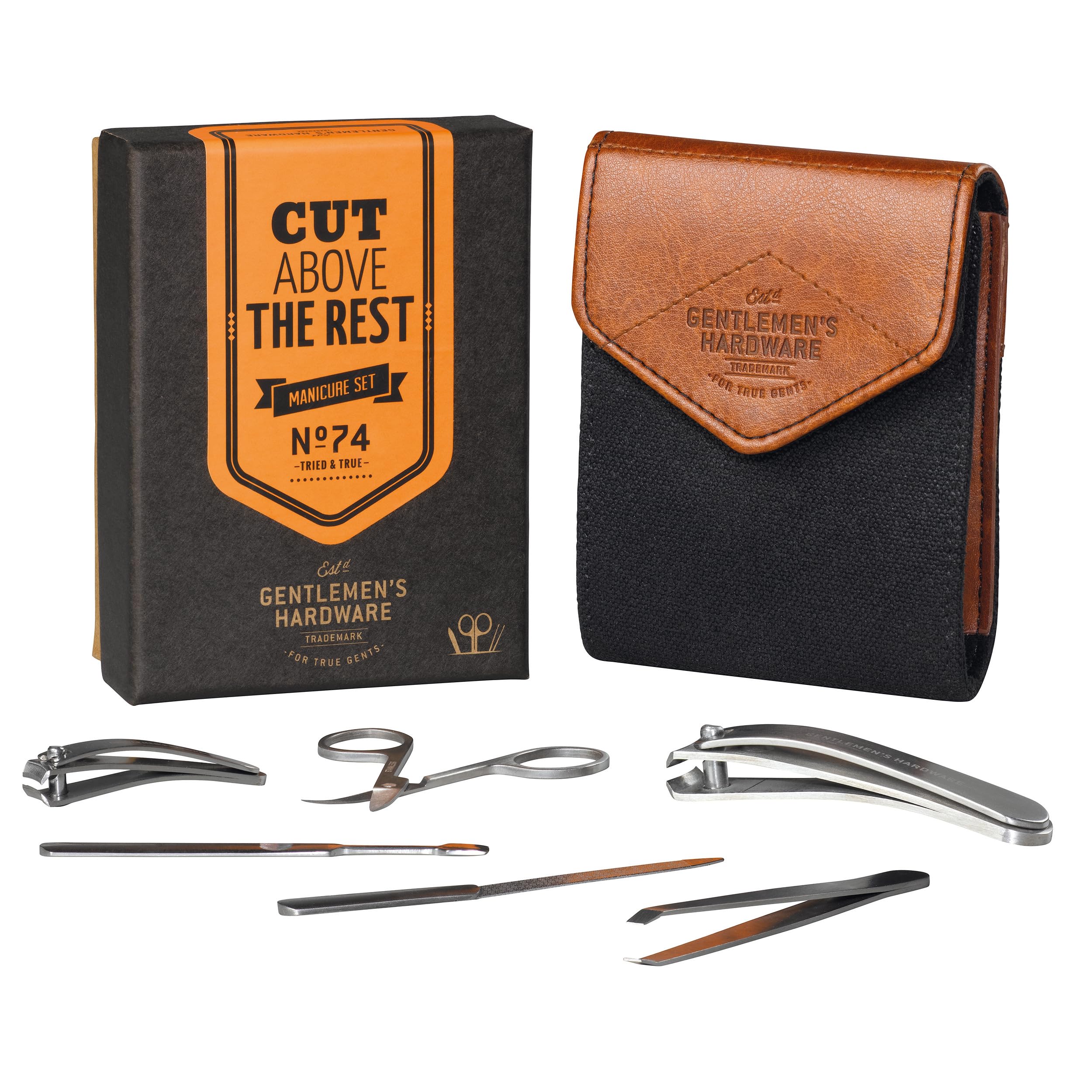 Gentlemen's Hardware - 6-Piece Stainless Steel Manicure Set in Canvas Case, Cut Above The Rest