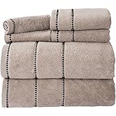 Lavish Home 6 Piece Bathroom Towels Set - 525GSM 100% Cotton Bathroom Essentials - 2 Bath Sheets, 2 Hand Towels, and 2 Wash Cloths for Bath, Shower, Gym, Spa, and Dorm Room (Taupe)