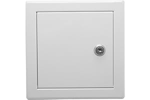 REPA MARKET 6" x 6" Inch Lockable Steel Access Panel with Key Set - Indoor Use Opening Flap Cover Plate - Box Lock - Door Latch - Inspection Hatch - White Polymer Coating