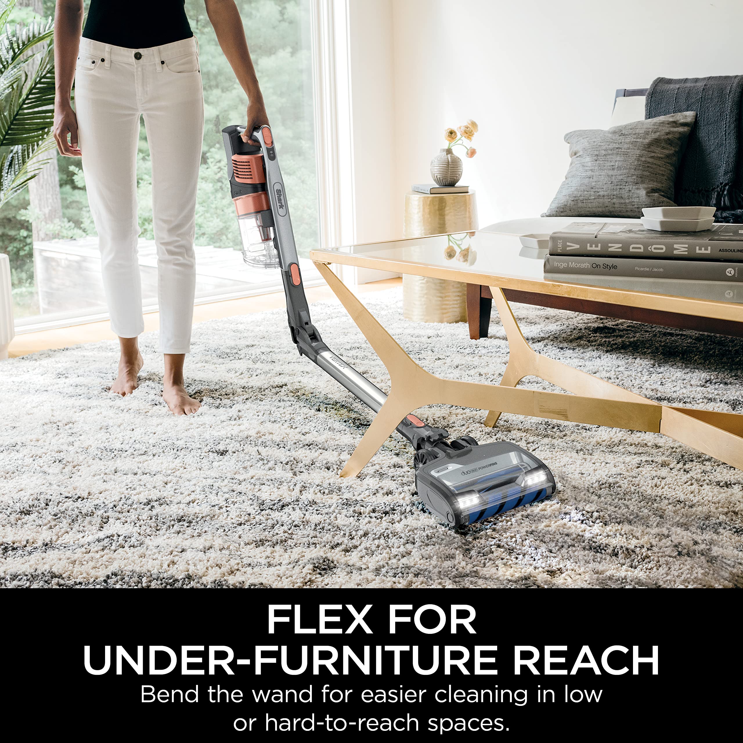 Shark IZ483H Vertex Cordless Stick Vacuum with DuoClean PowerFins, MultiFLEX, Crevice Tool, Pet Multi-Tool & Anti-Allergen Brush, 120-min Runtime, Double Battery, Rosewood,Red