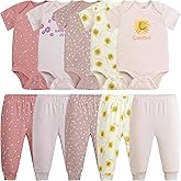 Baby Newborn Layette 10-Piece Sets Cotton Bodysuits Pants Sets for Baby Boys Girls Toddler Unisex Baby Gift Set