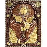 bgcarpenter Archangel Michael Wall Decor Religious Handmade Wooden Wall Art Plaque 10 Inch