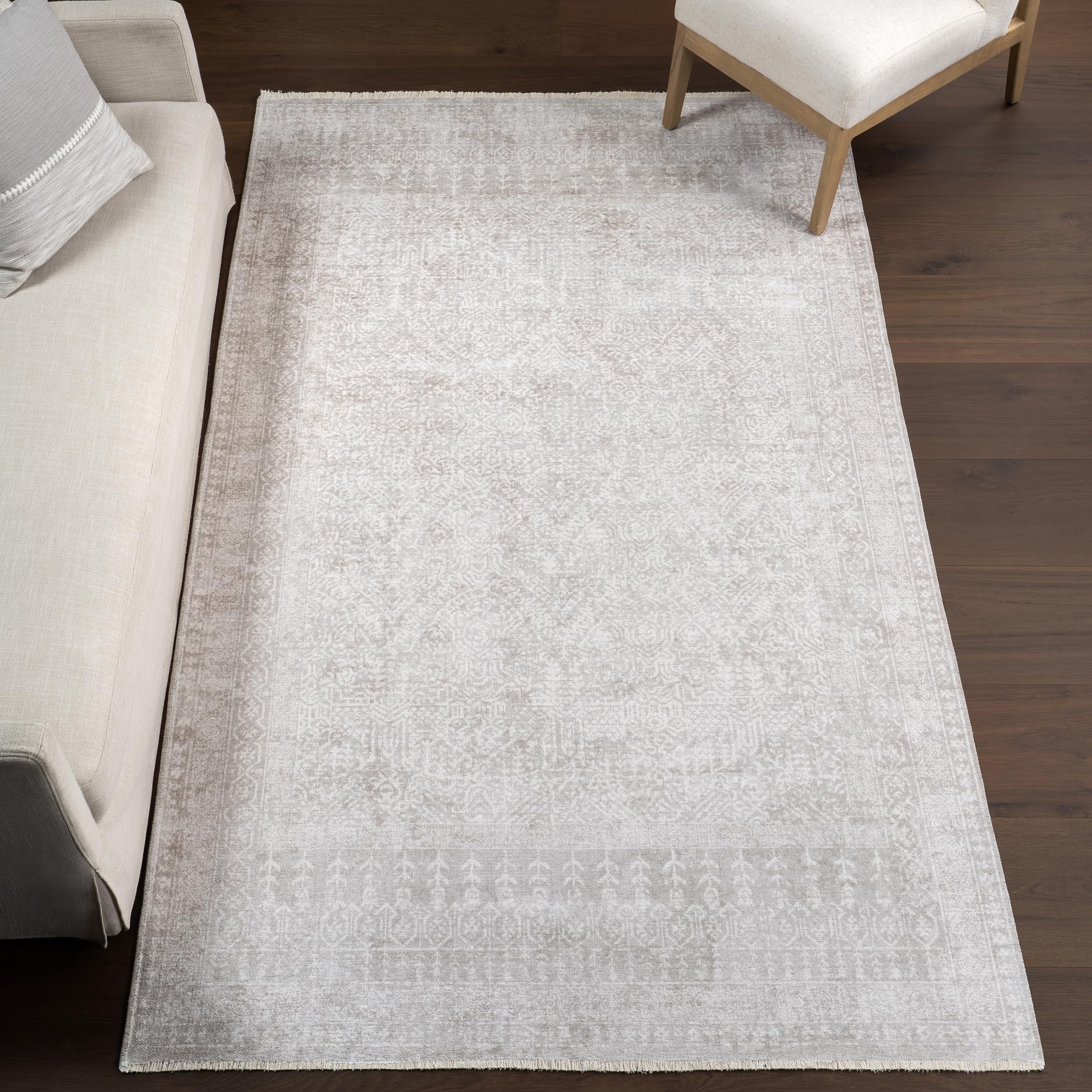 Photo 1 of nuLOOM 8' x 10' SpinClean Machine Washable Stain-Resistant Area Rug Low Profile for Living Room, Bedroom, and Dining Room, Khaleesi Light Grey