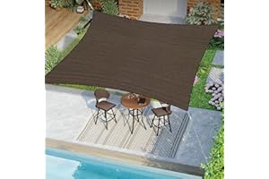 DIFY 12X12 FT Shade Fabric Sun Shade Cloth, Outdoor Shade Cover Privacy Screen with Grommets & D-ring for Patio Garden Pergola, Mocha