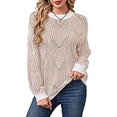 ZLIGXEA Women's Sweaters Fall 2025 Casual Long Sleeve Crewneck Cute Striped Pattern Knit Pullover Tops S-XL