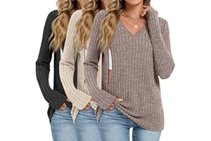 Oakgarden 3 Pack Women's Maternity Nursing Tops, V Neck Breastfeeding Sweaters Long Sleeve Hidden Zipper Shirts