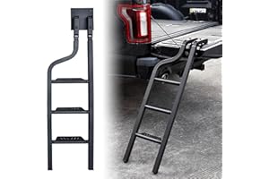 KEWISAUTO Foldable Pickup Truck Tailgate Ladder, 42" Heavy Duty Universal Folding Tailgate Step Ladder for Ford F150, Dodge RAM 1500 etc. Pickup Truck Accessories