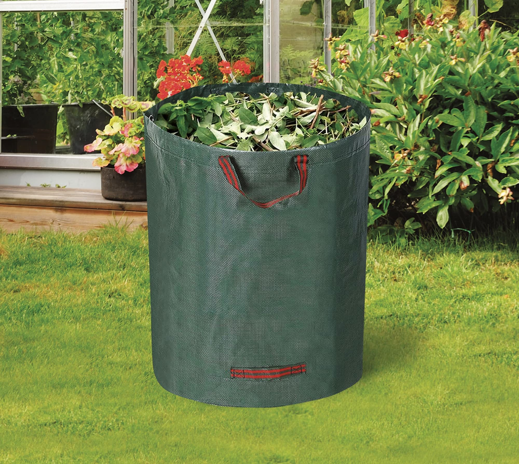 ADEPTNA Reusable Heavy Duty Garden Bag Waste Rubbish Grass Sack Waterproof Large with 4 Strong Webbing Handles (200L Capacity)