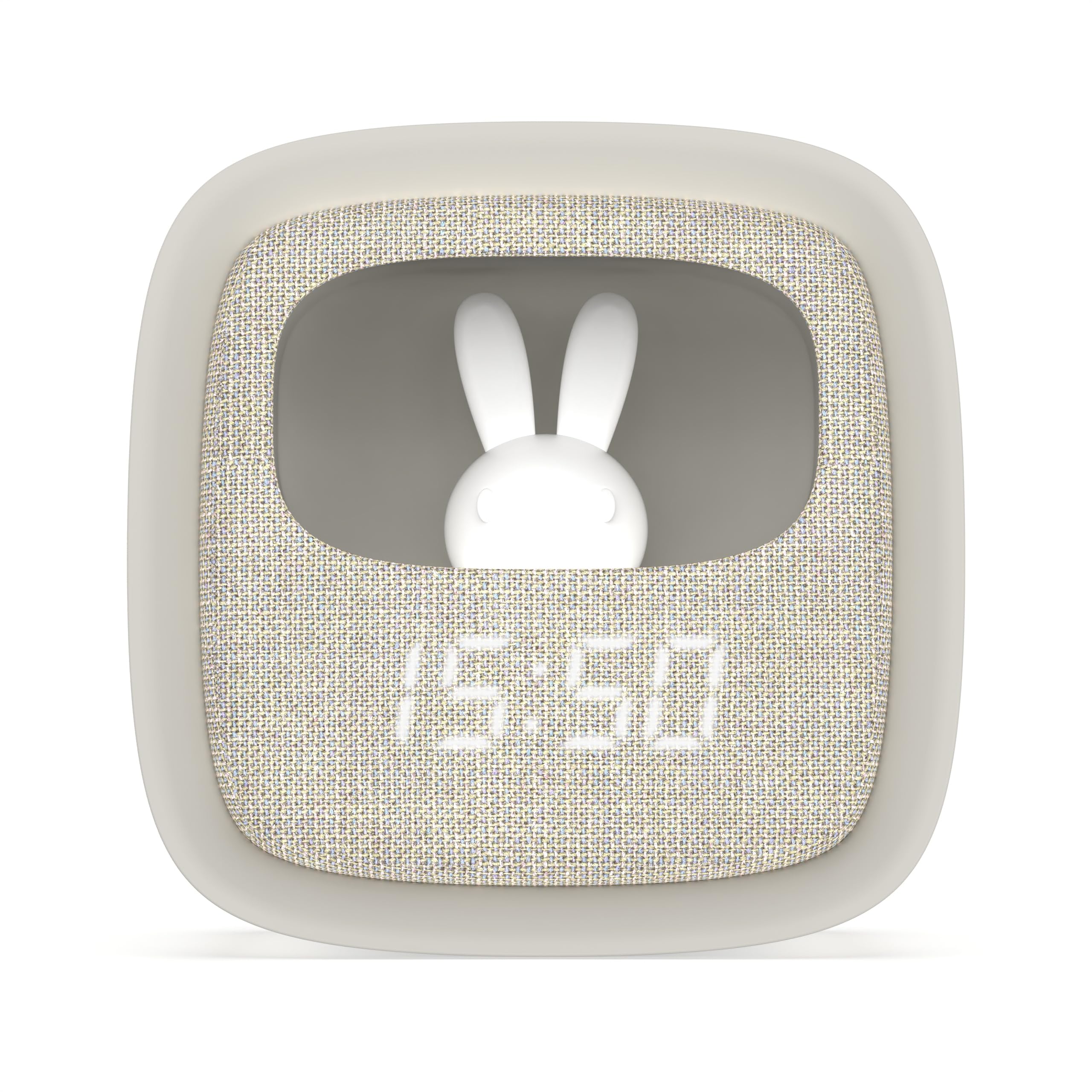 MOB – MOBILITY ON BOARD Billy Clock Children's Alarm Clock and Night Light - Rabbit Design - Fabric Front - Plastic Frame Soft-Touch - Date, Time and 3 Alarms Programming (Grey)