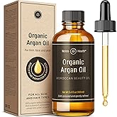 Organic Argan Oil Cold Pressed 3.4 Fl Oz - Moroccan Beauty Oil for Hair, Skin, Nails & Face, Vitamin E Rich, Non-Greasy, Natural Moisturizer