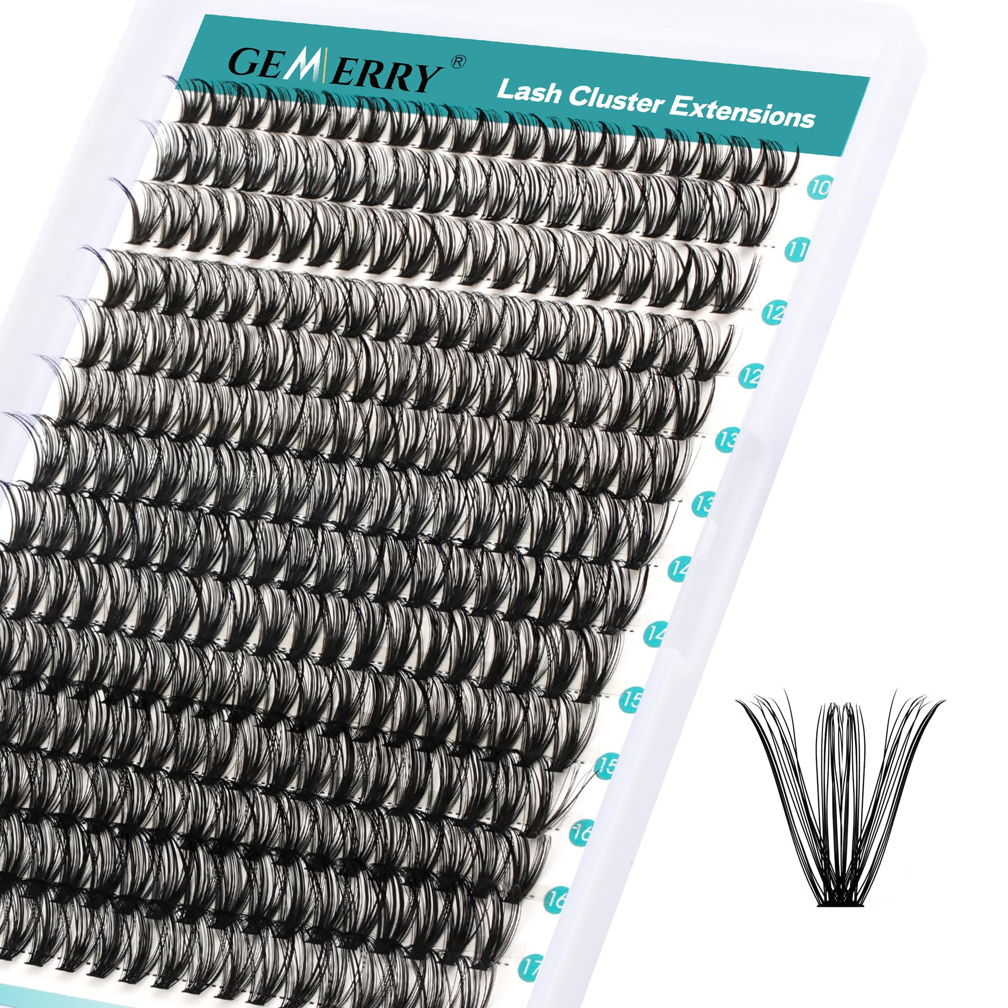 GEMERRY Individual Eyelashes 40D Curl Cluster Lashes Natural Eyelash Extension 280pcs Mixed Tray Reusable Handmade Home Application (40D-0.07D-10-18MIX)