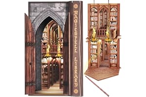 Dolphin Island DIY Book Nook Kit for Adults, Infinite Magicspell Library Booknook with Flame Illusion