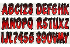 Hardline Products Series 200 Factory Matched 3-Inch Boat & PWC Registration Number Kit, Red/Black - REBKG200