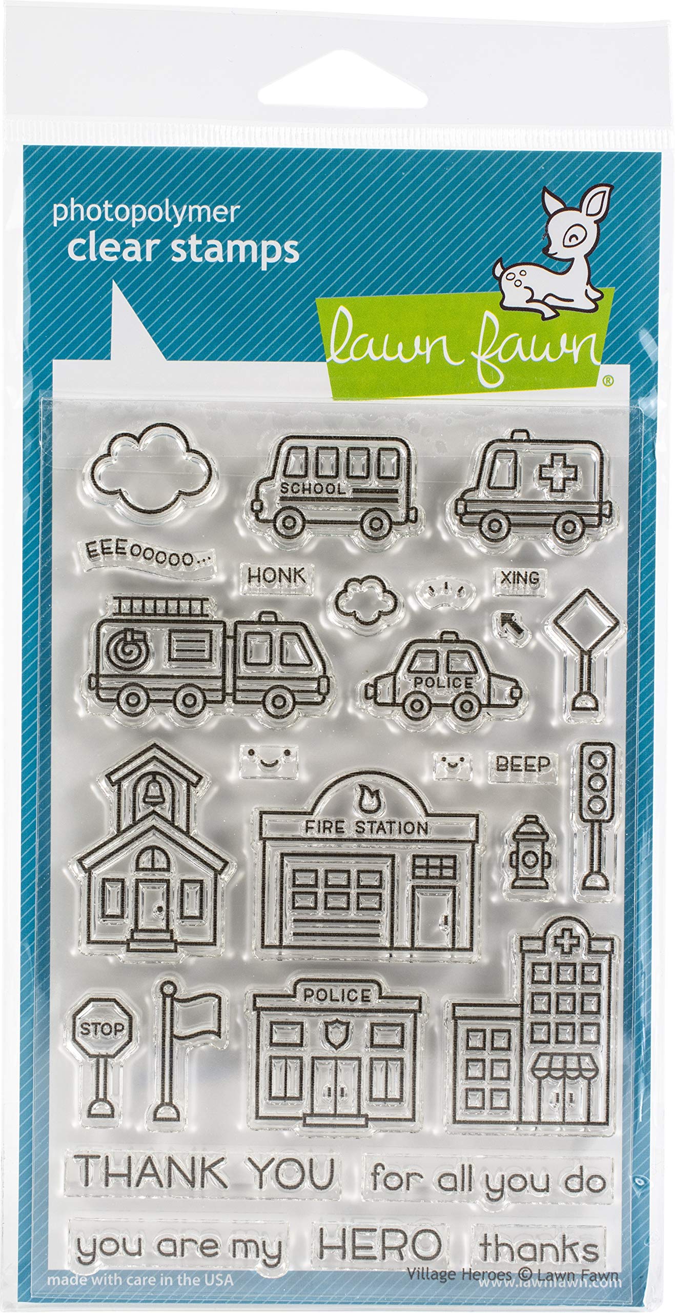 Lawn Fawn LF2327 Village Heroes 4x6 Clear Stamp Set