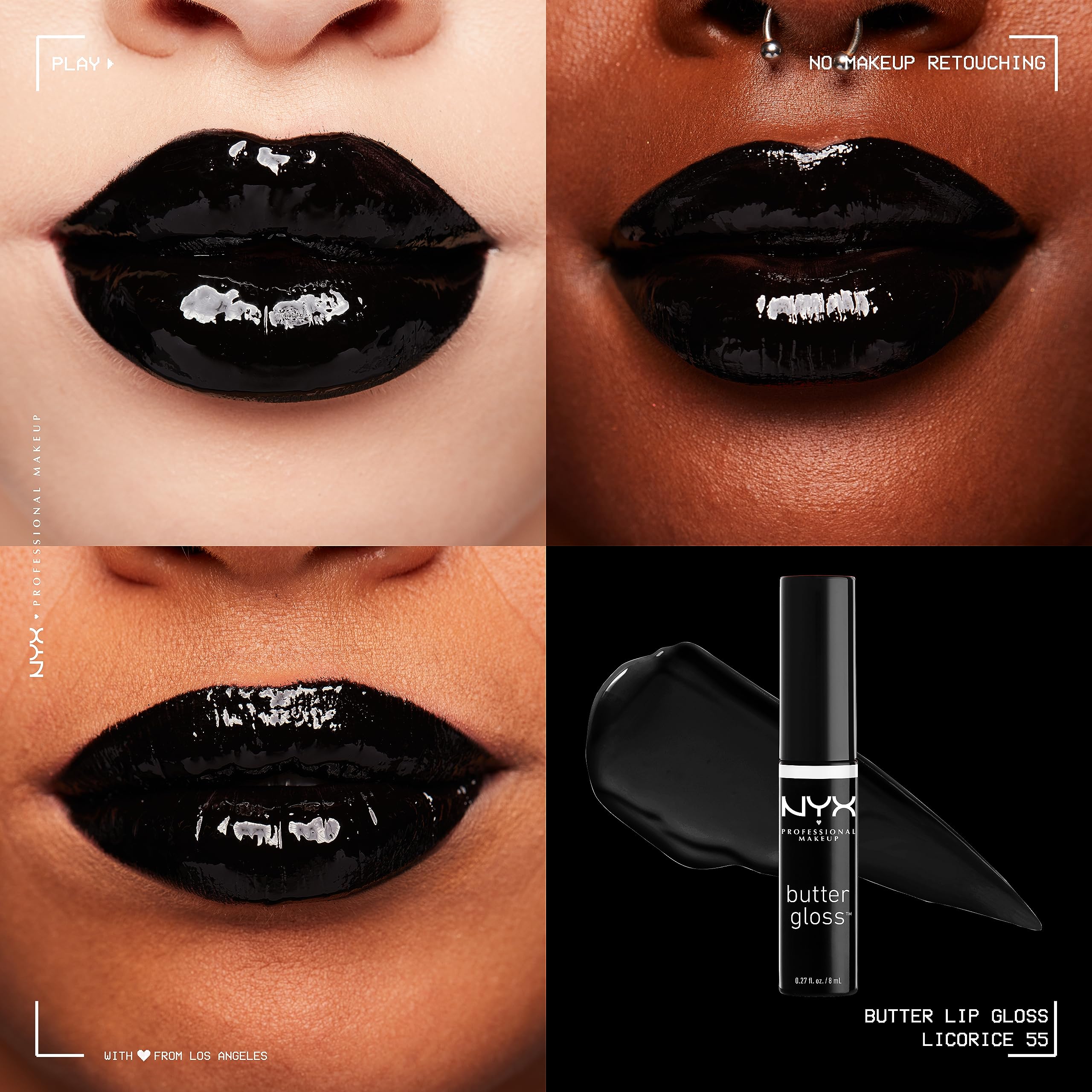 NYX PROFESSIONAL MAKEUP Butter Gloss, Non-Sticky Lip Gloss - Licorice (Black)